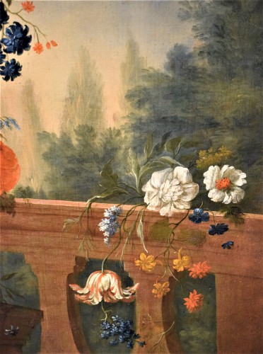 Michele Antonio Rapous (Turin1733-1819) Nature Morte de Fleurs dans un jardin - Louis XVI